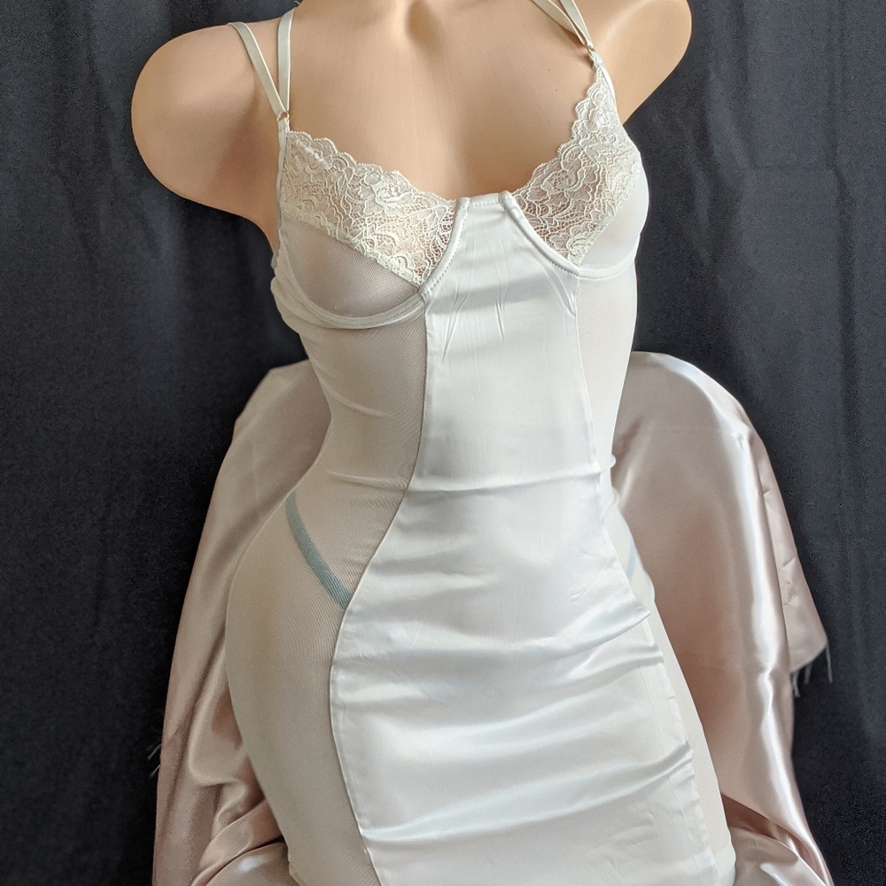 Champagne glass satin mesh lace mini dress